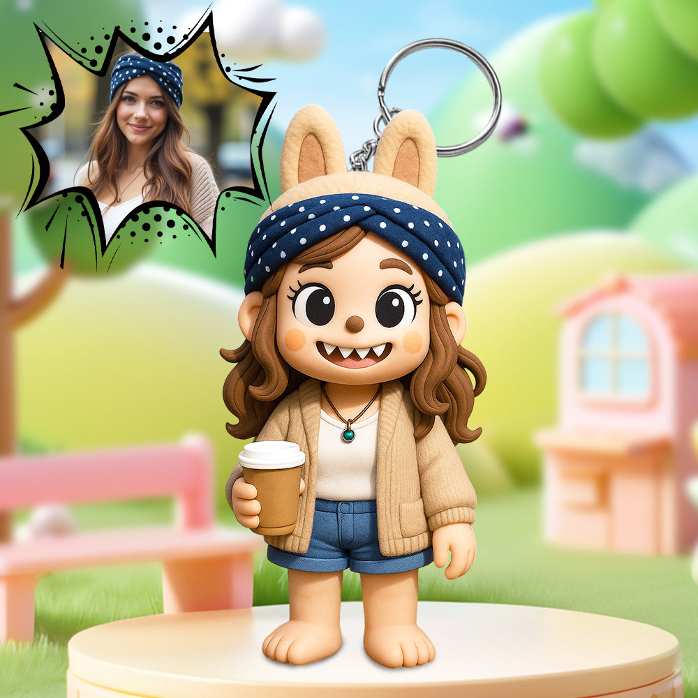 Cute Bunny Girl 3D Cartoon Figure with Colorful Floral Summer Outfit
