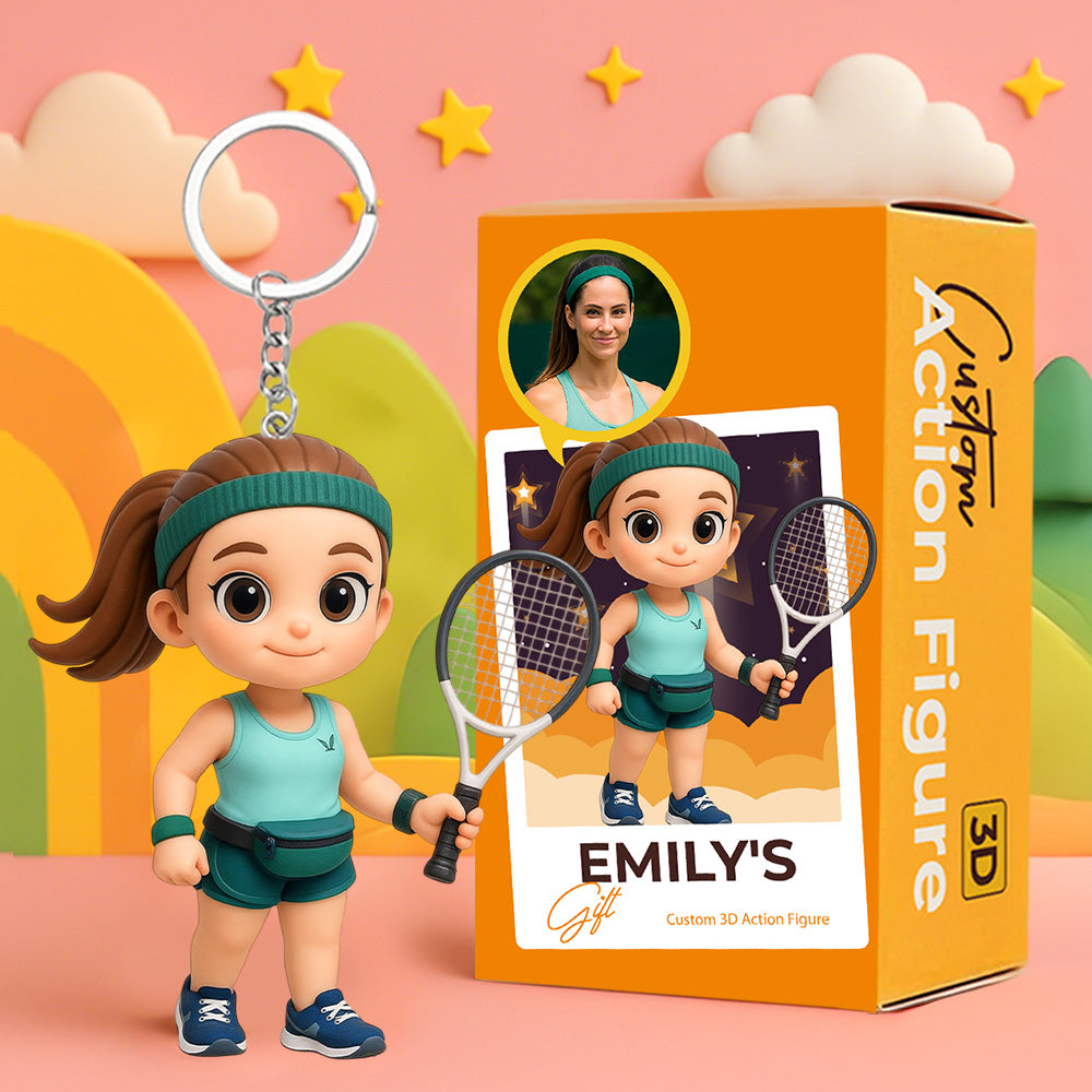 Creative Custom Keychain with Your Cartoon Character Personalized 3D Figure for Couples Friends Kids