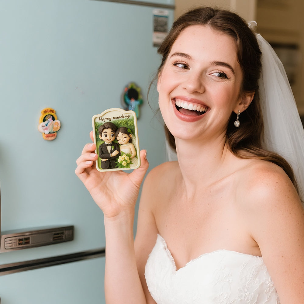 Romantic Custom 3D Fridge Magnet Couple Gift from Photo Personalized Magnetic Decoration for Anniversary