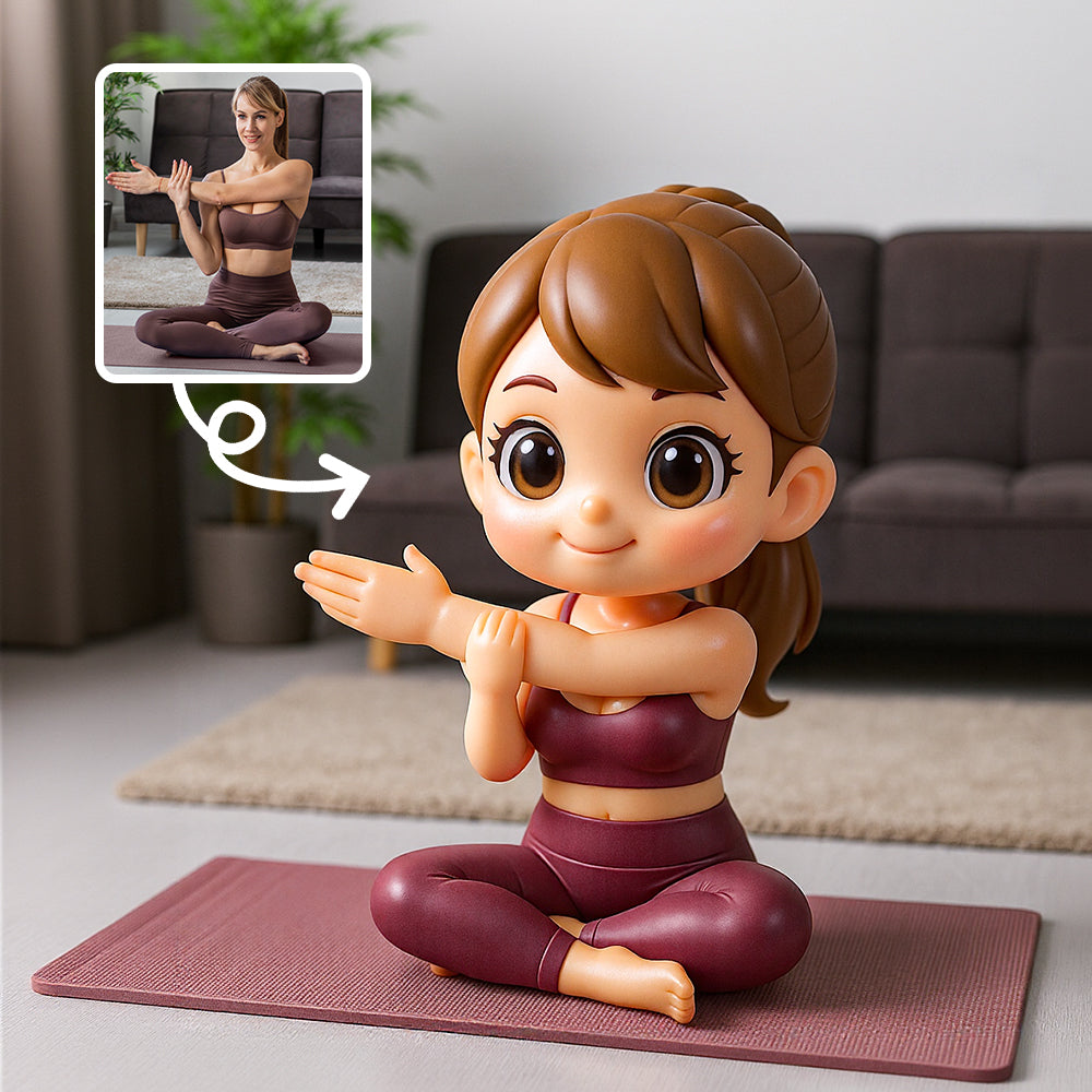 Cartoon Yoga Girl Vinyl Figure Cute Desk Ornament for Yoga Enthusiasts