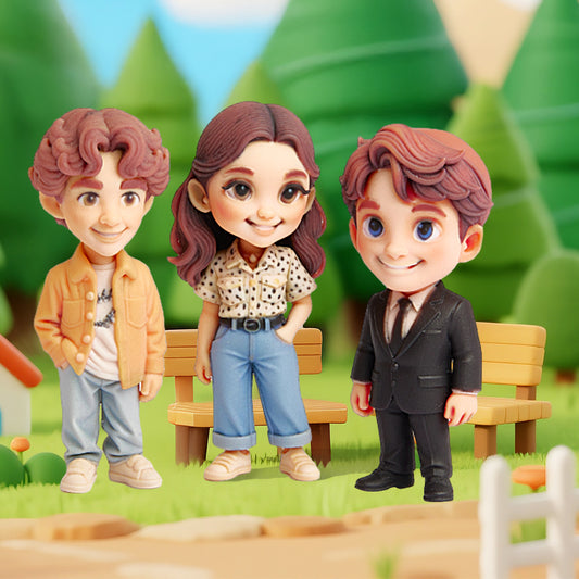 Custom Cartoon 3D Figurines Personalized Family or Friends Mini Dolls Based on Photo Cute Style Collectible Figures for Gift or Display