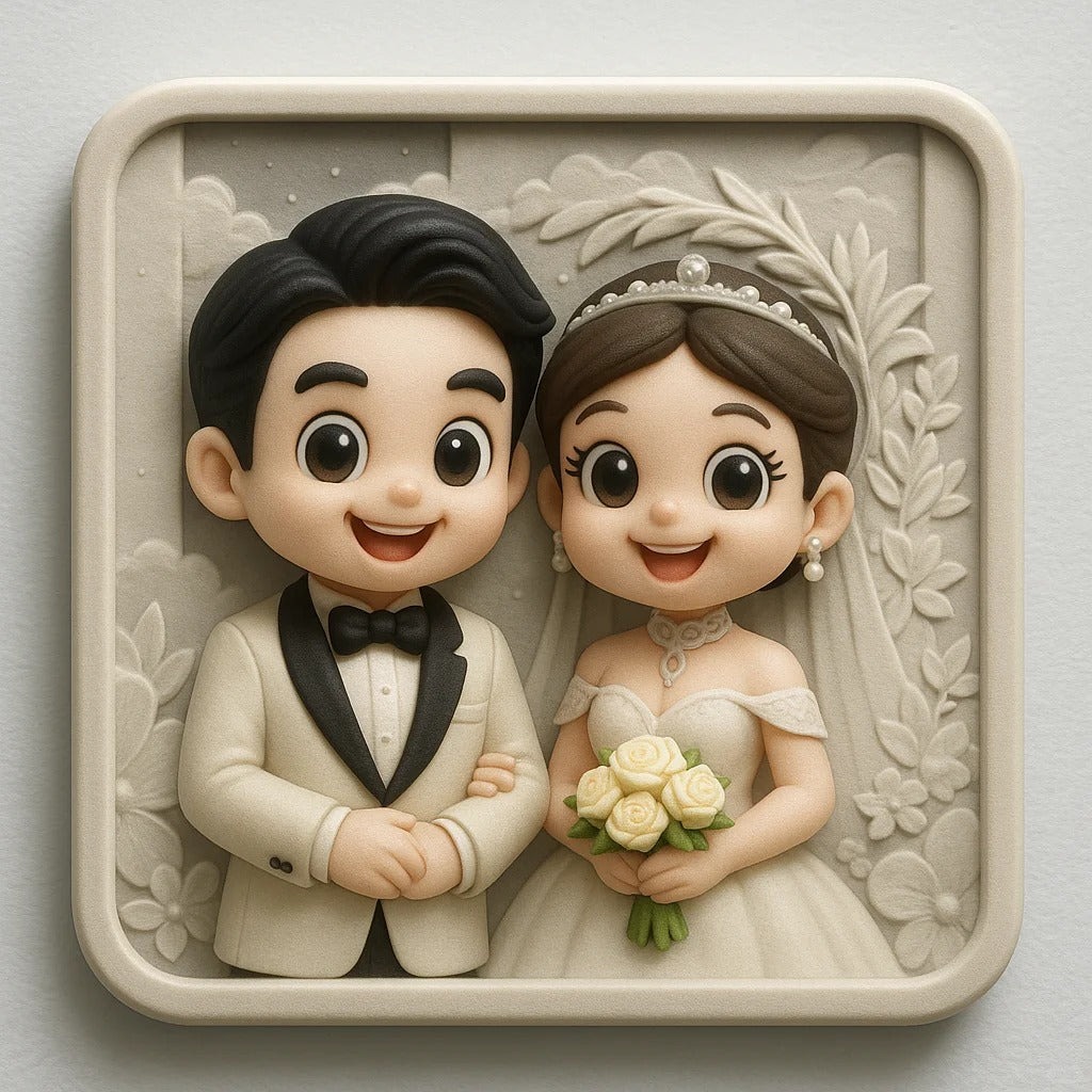 Custom 3D Wedding Fridge Magnet – Personalized Couple Figurine Cute Custom 3D Gift