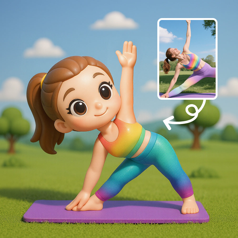 Cartoon Yoga Girl Vinyl Figure Cute Desk Ornament for Yoga Enthusiasts