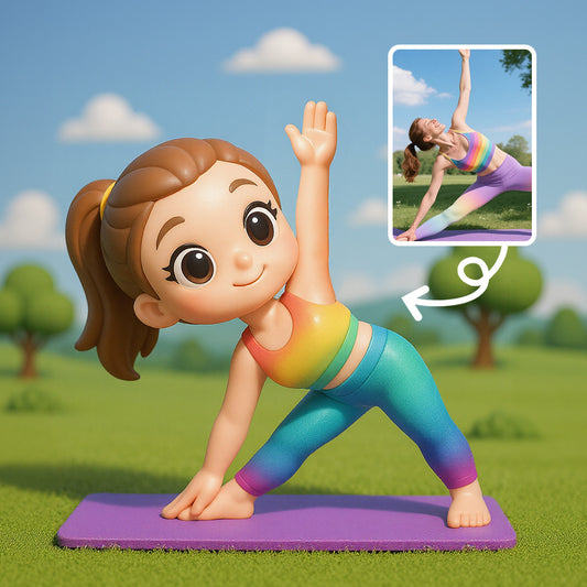 Cartoon Yoga Girl Vinyl Figure Cute Desk Ornament for Yoga Enthusiasts