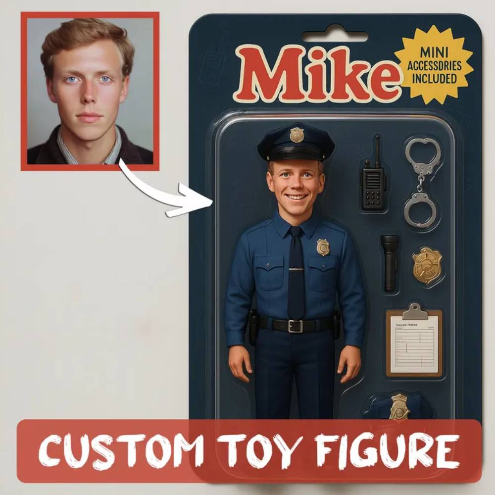 Custom Action Figure Pack Packaging Toy Box Style Art Gift Personalized Acrylic Keychain Gift for Dad