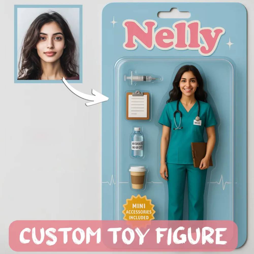 Custom Action Figure Pack Packaging Toy Box Style Art Gift Personalized Acrylic Keychain Gift for Dad