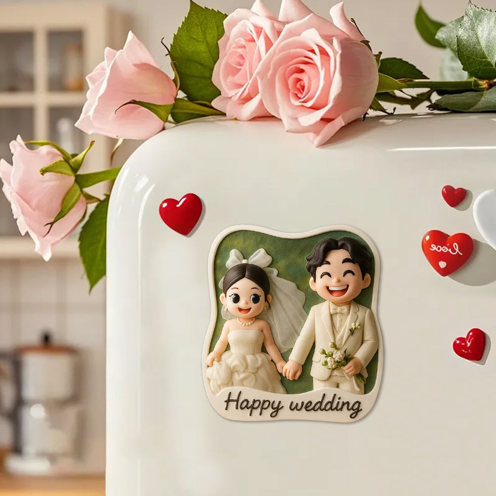 Romantic Custom 3D Fridge Magnet Couple Gift from Photo Personalized Magnetic Decoration for Anniversary