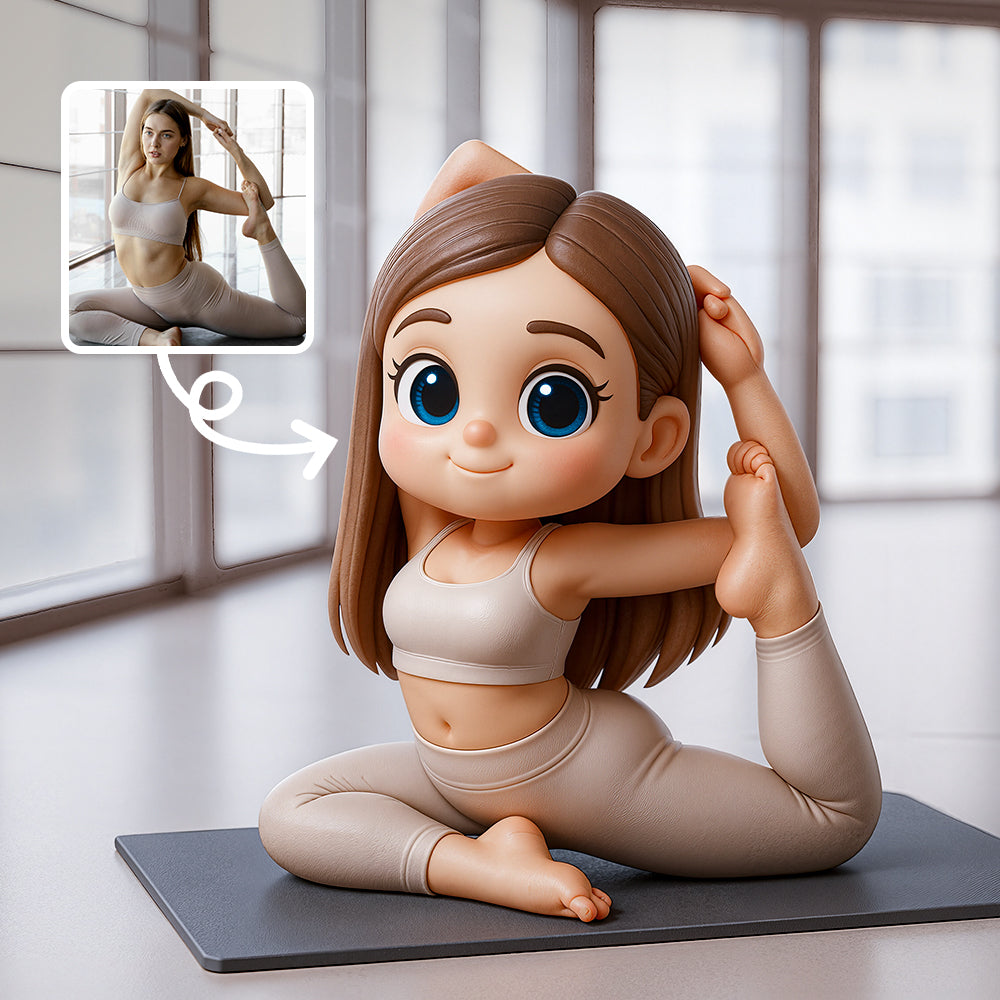 Cartoon Yoga Girl Vinyl Figure Cute Desk Ornament for Yoga Enthusiasts
