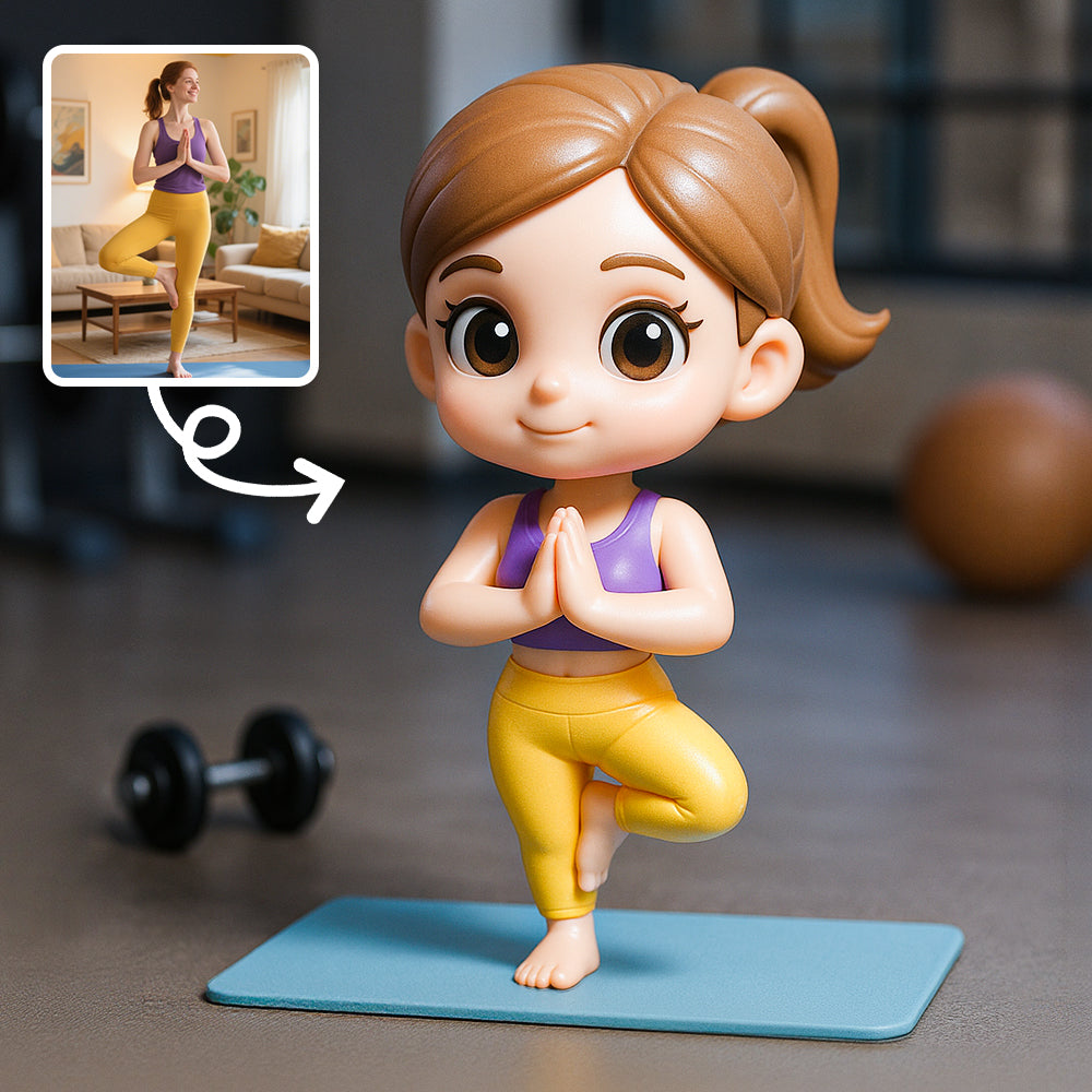 Cartoon Yoga Girl Vinyl Figure Cute Desk Ornament for Yoga Enthusiasts