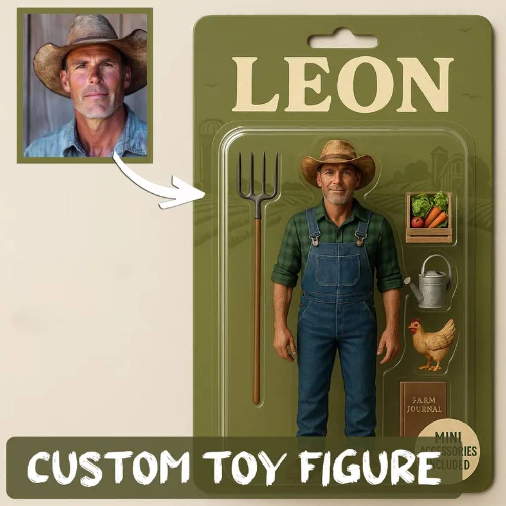 Custom Action Figure Pack Packaging Toy Box Style Art Gift Personalized Acrylic Keychain Gift for Dad