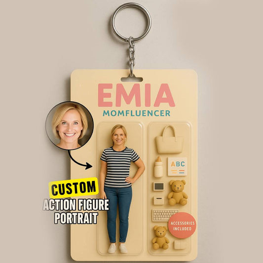 Custom Action Figure Pack Packaging Toy Box Style Art Gift Personalized Acrylic Keychain Gift for Mother