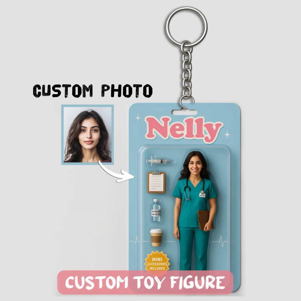 Custom Action Figure Pack Packaging Toy Box Style Art Gift Personalized Acrylic Keychain Gift for Mother