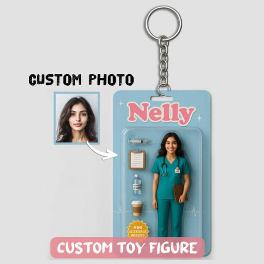Custom Action Figure Pack Packaging Toy Box Style Art Gift Personalized Acrylic Keychain Gift for Mother