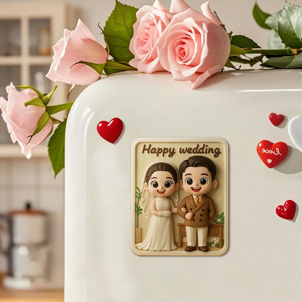 Romantic Custom 3D Fridge Magnet Couple Gift from Photo Personalized Magnetic Decoration for Anniversary