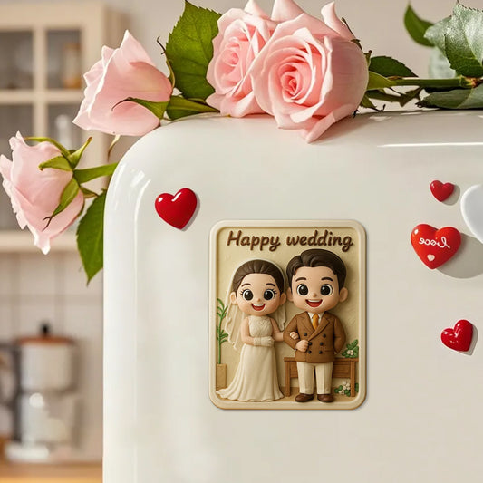 Romantic Custom 3D Fridge Magnet Couple Gift from Photo Personalized Magnetic Decoration for Anniversary