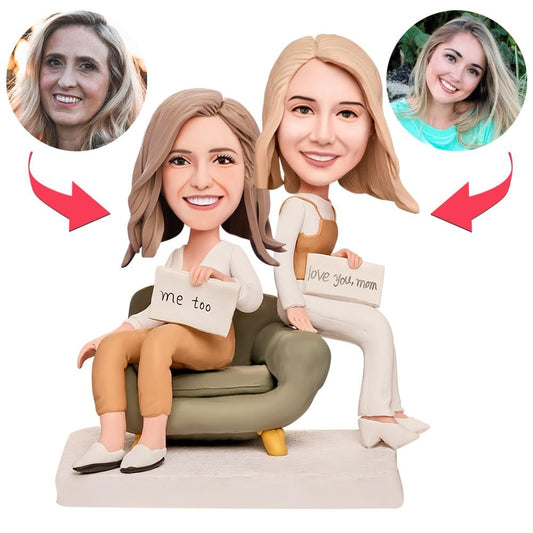 Mothers Day Personalized Bobblehead with Engraved Text Mothers Day Gift - Mother and Daughter
