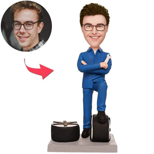 Personalized Auto Repairman Bobblehead With Engraved Text Gifts for Him
