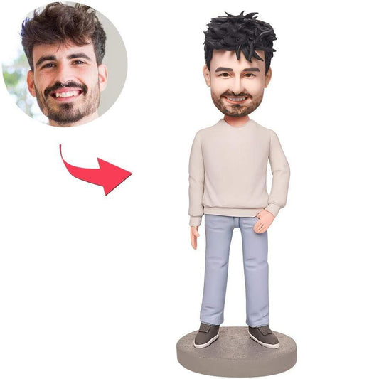 Custom Casual Man Bobblehead With Text Special Christmas Gifts
