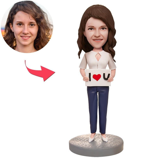 Custom Female Bobblehead I LOVE U Anniversary  Gifts for Him