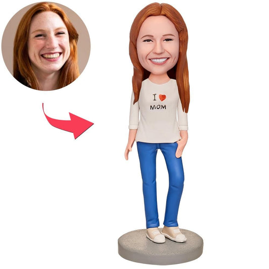 Custom Bobblehead with Engraved Text Mother's Day Gift - I Love My Mum