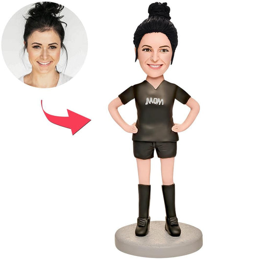 Custom Bobblehead with Engraved Text Mother's Day Gift - Mum in Black