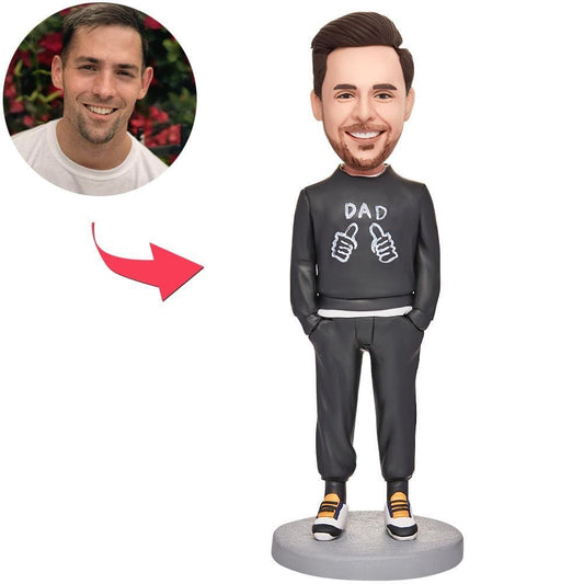 Custom Bobblehead with Engraved Text Father's Day Gifts - Dad in Black