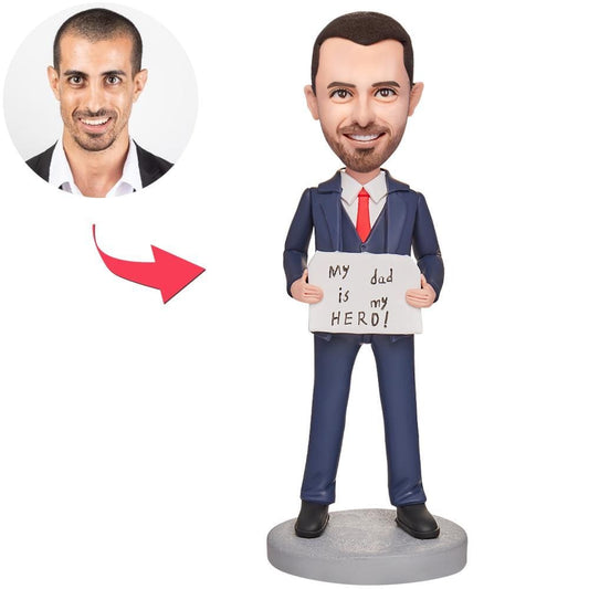 Custom Bobblehead with Engraved Text Father's Day Gifts - My Dad is My Hero