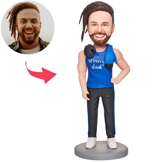 Custom Bobblehead with Engraved Text Father's Day Gifts - Strong Dad