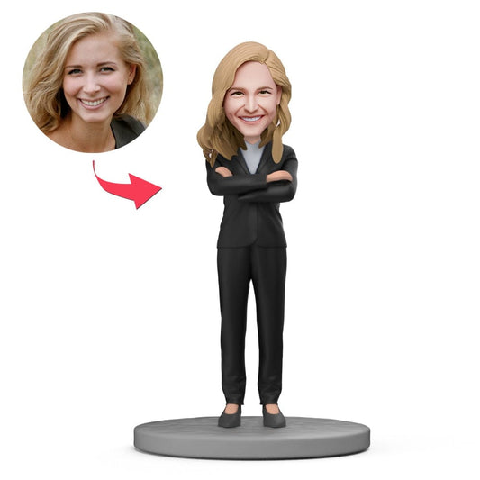 Custom Office Lady Bobblehead with Engraved Text