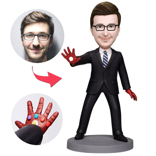 Personalized Iron Man In Business Suit Bobblehead With Engraved Text