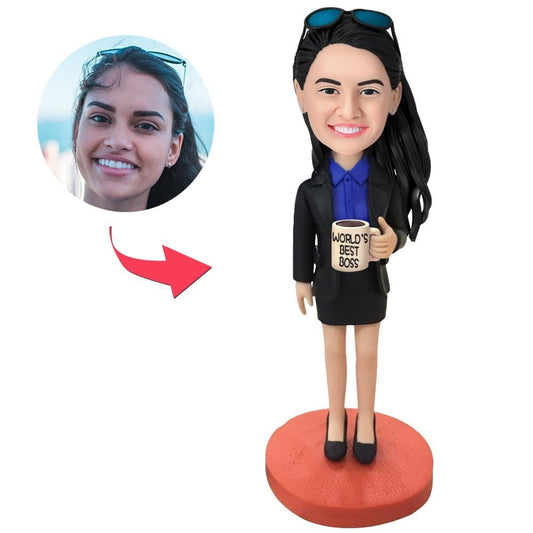 Personalized Female Boss Bobblehead With Engraved Text