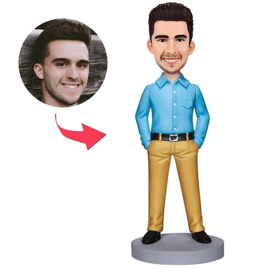 Personalized Executive Man In Yellow Pants Bobblehead With Engraved Text