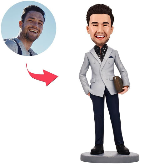 Personalized Business Man With Bag Bobbleheads With Engraved Text