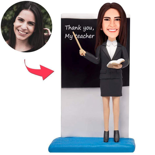 Personalized Bobblehead Female Teacher Standing On The Podium Graduation Gifts For Her