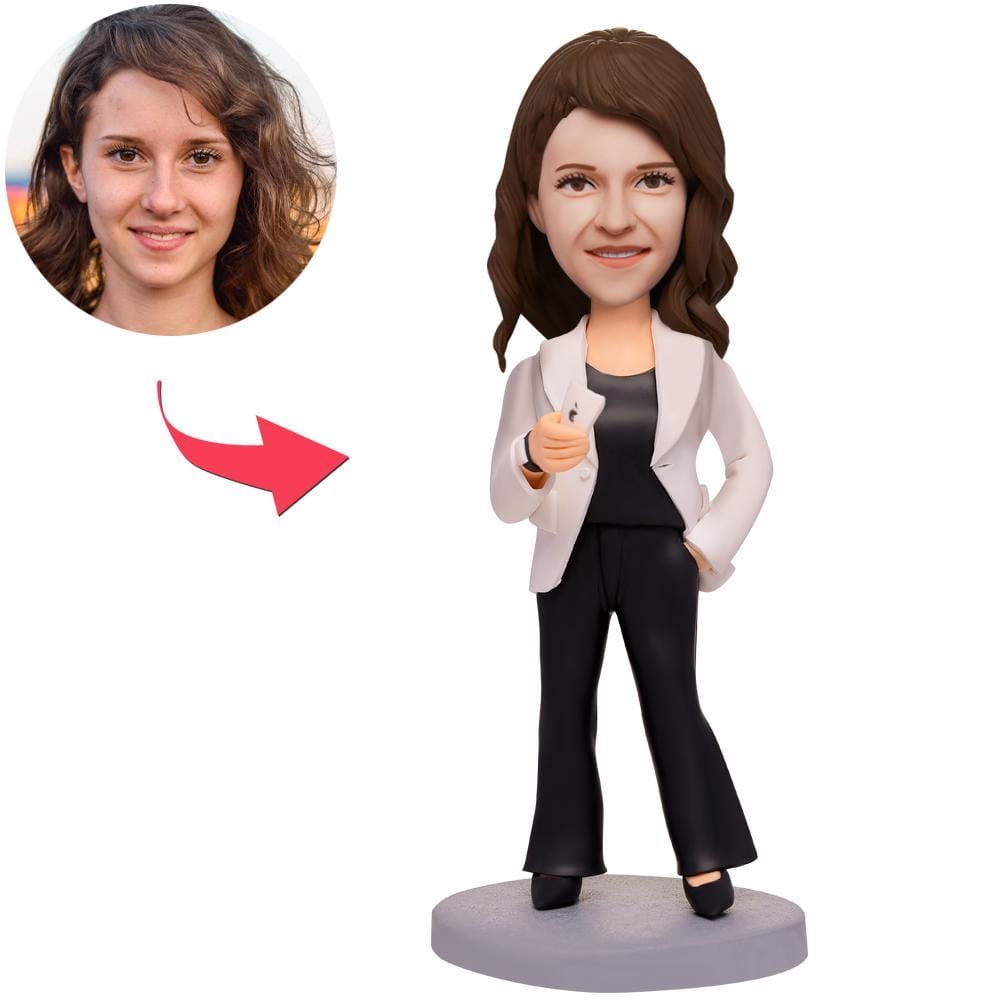 Custom Business Modern Woman Bobbleheads With Engraved Text