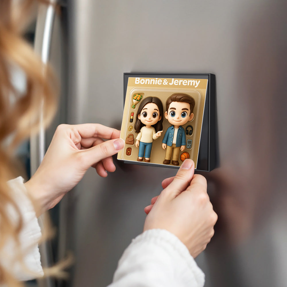 Custom Action Figure AI Photo Personalized Toy Box Art Style Music Fridge Magnets That Can Play Songs Gift for Couple