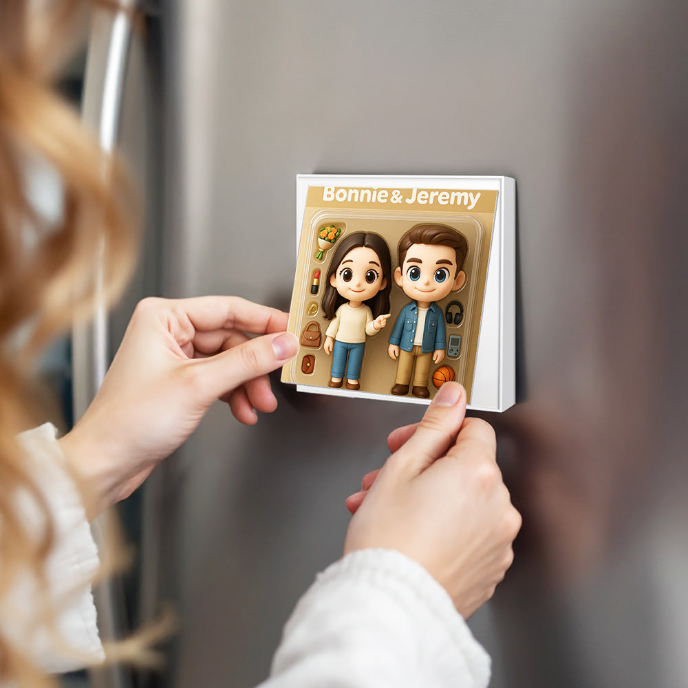 Custom Action Figure AI Photo Personalized Toy Box Art Style Music Fridge Magnets That Can Play Songs Gift for Couple