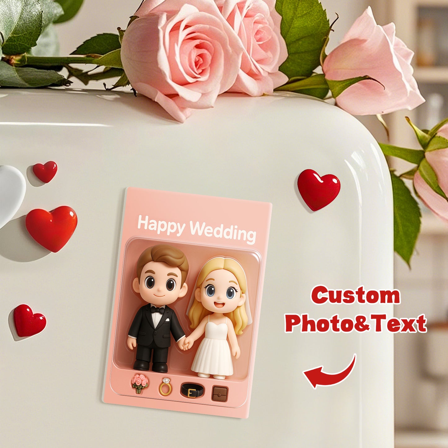 Full Body Custom Action Figure Pack Packaging Toy Box Style Art Gift Personalized Acrylic Fridge Magnets Couple's Gifts Wedding Gifts