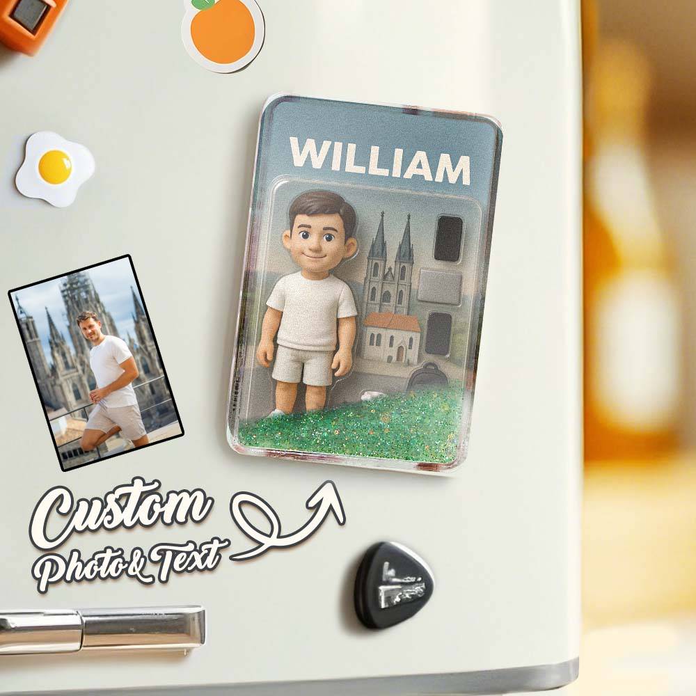 Custom Action Figure Pack Packaging Toy Box Style Art Gift Personalized Quicksand Fridge Magnet Gift for Father