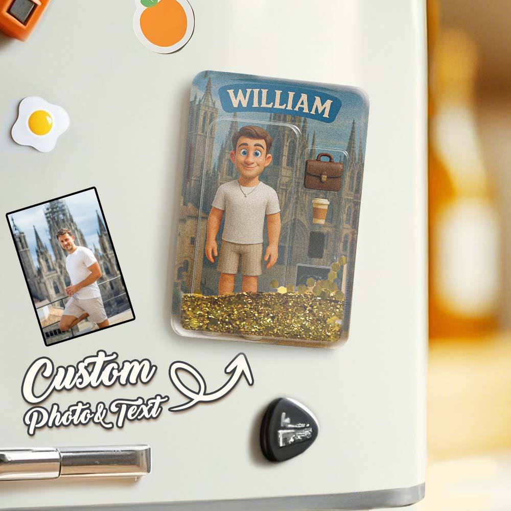 Custom Action Figure Pack Packaging Toy Box Style Art Gift Personalized Quicksand Fridge Magnet Gift for Father