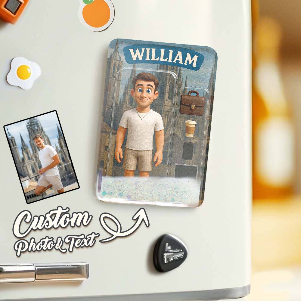Custom Action Figure Pack Packaging Toy Box Style Art Gift Personalized Quicksand Fridge Magnet Gift for Father
