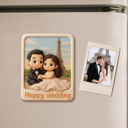 Custom Couple Cartoon Fridge Magnet from Photo Personalized 3D Mini Character Gift for Boyfriend or Girlfriend