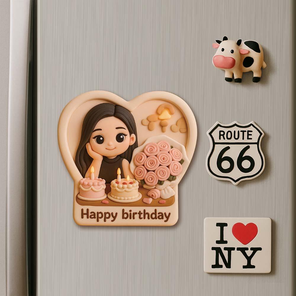 Custom Couple Cartoon Fridge Magnet from Photo Personalized 3D Mini Character Gift for Boyfriend or Girlfriend