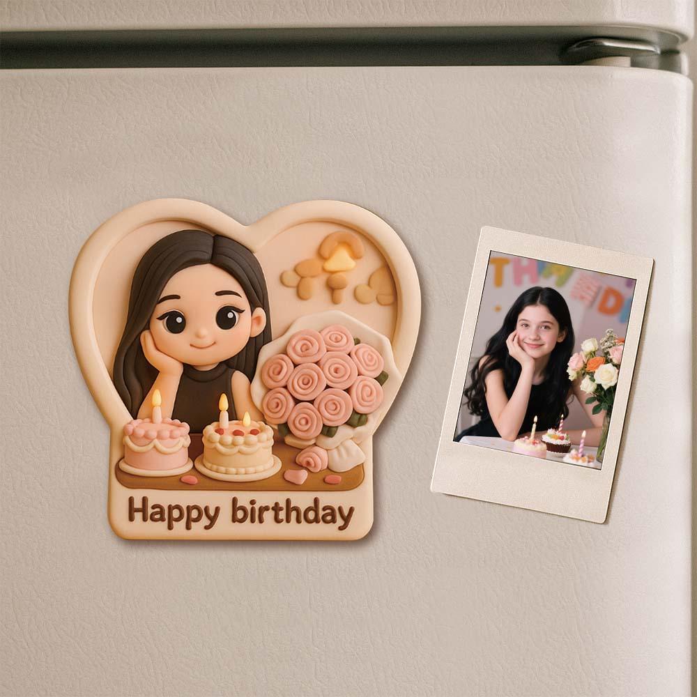 Custom Couple Cartoon Fridge Magnet from Photo Personalized 3D Mini Character Gift for Boyfriend or Girlfriend