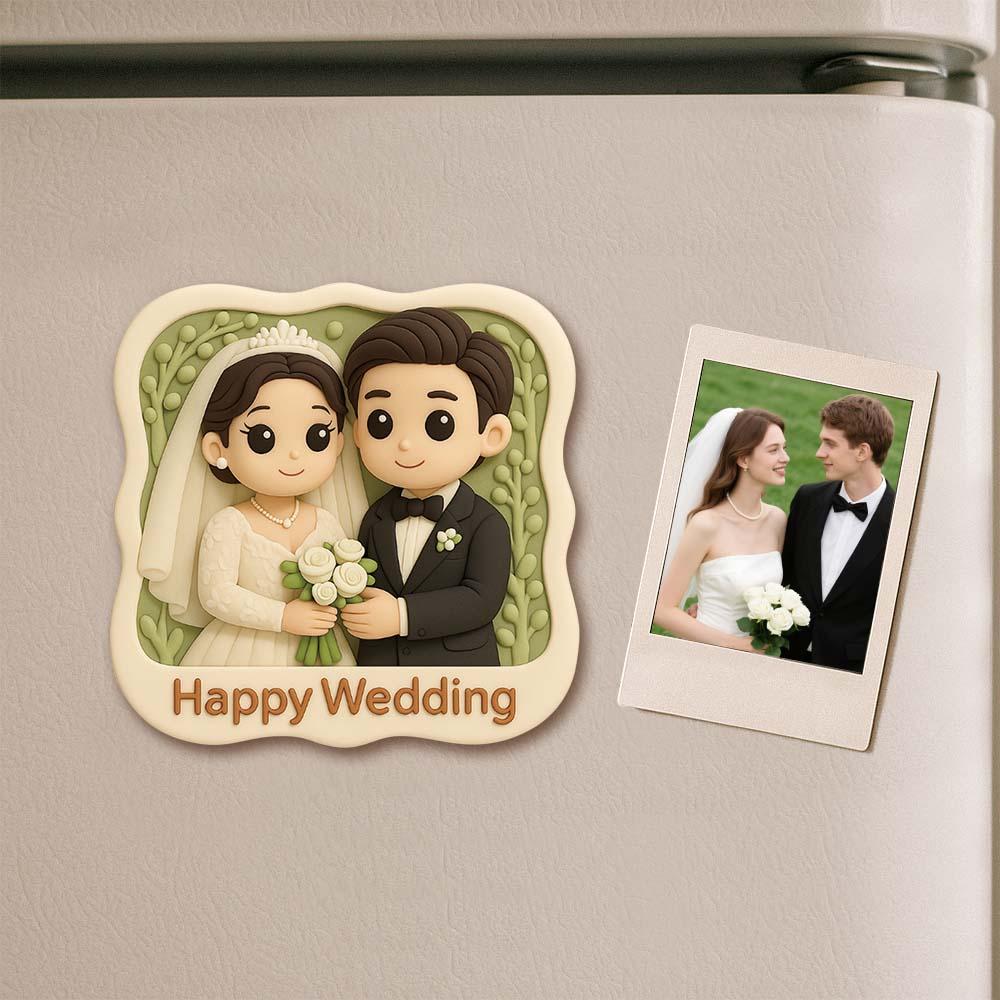 Custom Couple Cartoon Fridge Magnet from Photo Personalized 3D Mini Character Gift for Boyfriend or Girlfriend