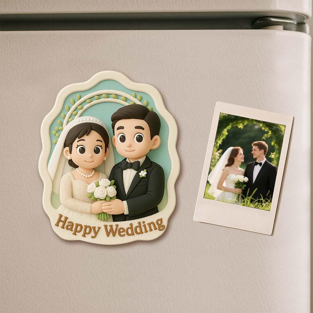 Custom Couple Cartoon Fridge Magnet from Photo Personalized 3D Mini Character Gift for Boyfriend or Girlfriend