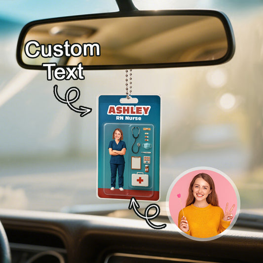 Custom Action Figure Customizable Head  Packaging Toy Box Style Art Gift Personalized Acrylic Car Hanger Nurses Day Gift for Nurse