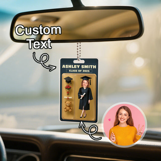 Custom Action Figure Customizable Head Packaging Toy Box Style Art Gift Personalized Acrylic Car Hanger Graduation Gift for Graduates