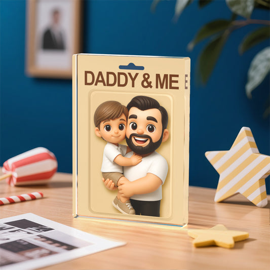 Personalized Father's Day Gift Custom Dad & Child Cartoon Acrylic Plaque Custom Photo Action Figure Acrylic Block