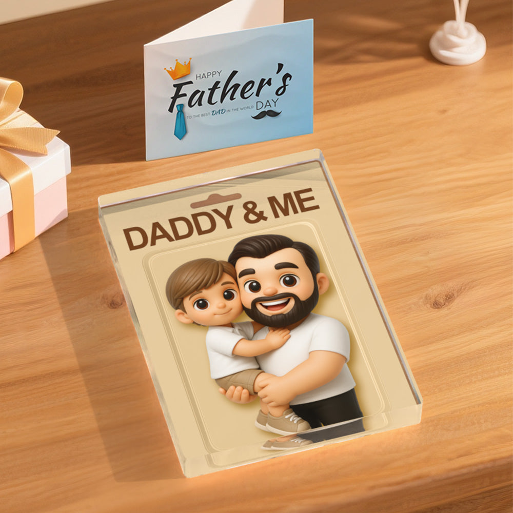 Personalized Father's Day Gift Custom Dad & Child Cartoon Acrylic Plaque Custom Photo Action Figure Acrylic Block